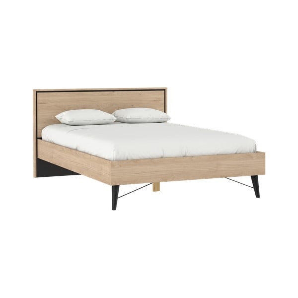 Bračni krevet u dekoru hrasta s podnicom 140x200 cm u prirodnoj boji Ry – Tvilum