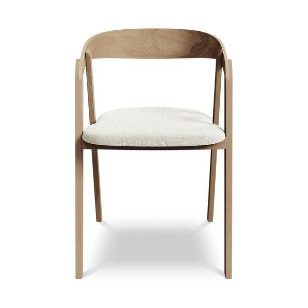 Krem blagovaonska stolica od masivnog drveta Erika – Makamii-image-1