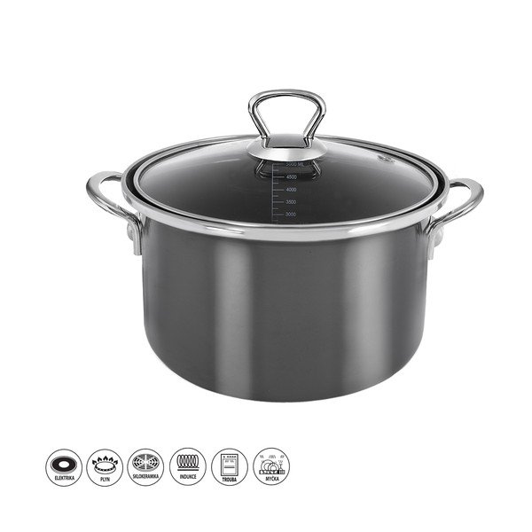 Emajliran lonac s poklopcem 5 l Metalic – Orion-image-4