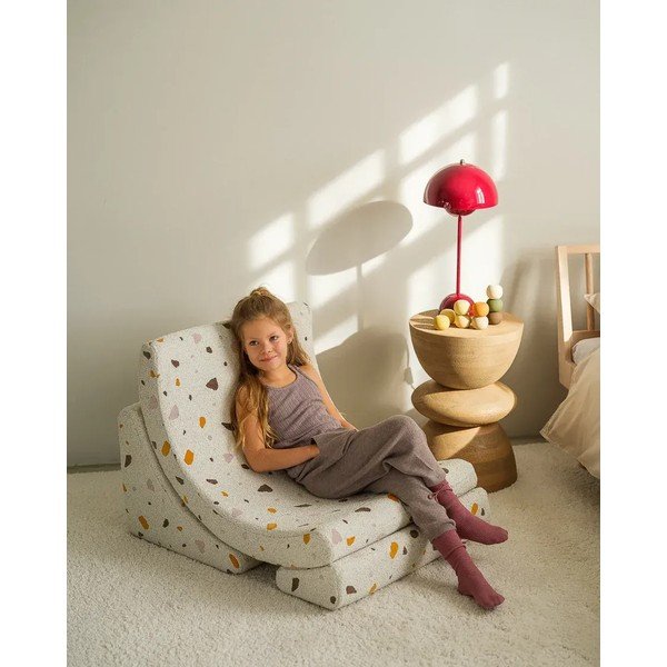 Bijela dječja fotelja od bouclé tkanine/od šenila Terrazzo Moon – Wigiwama-image-2