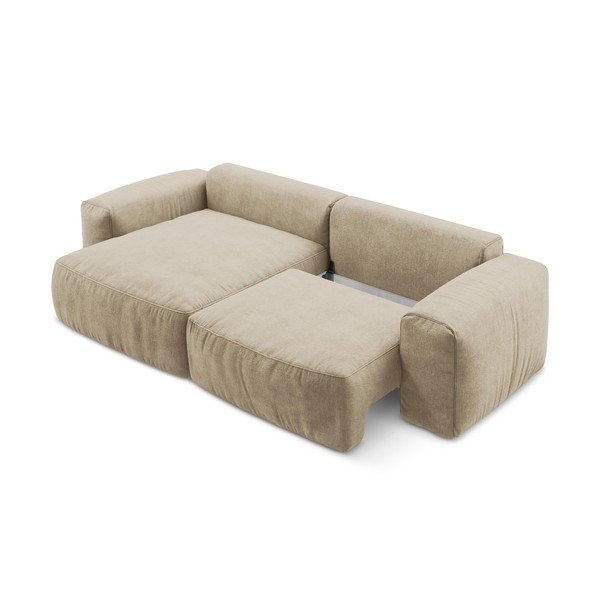 Svjetlo smeđa sklopiva kutna garnitura od šenila (s lijevim kutom/s ležaljkom) Kuki – Makamii-image-4