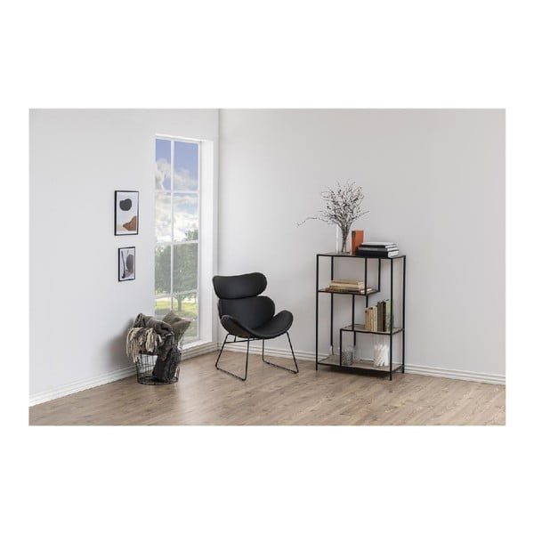 Crno/prirodna polica za knjige u dekoru hrasta 77x114 cm Seaford - Actona-image-1