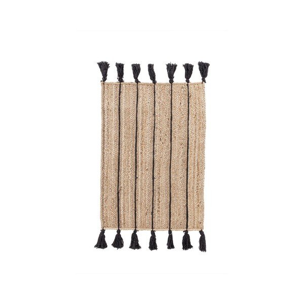 Crni/u prirodnoj boji ručno rađen juten tepih 60x90 cm Jalaja – Bizzotto