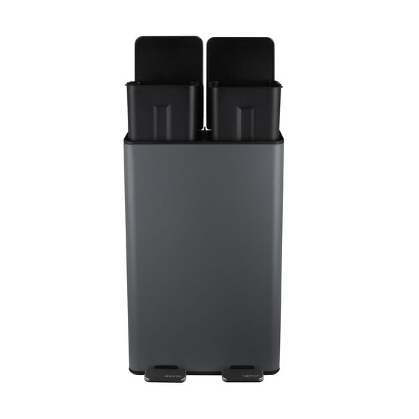 Tamno siva željezna kanta za smeće 2x30 l za odvojeni otpad/s pedalom   Aliya – Spirella-image-3