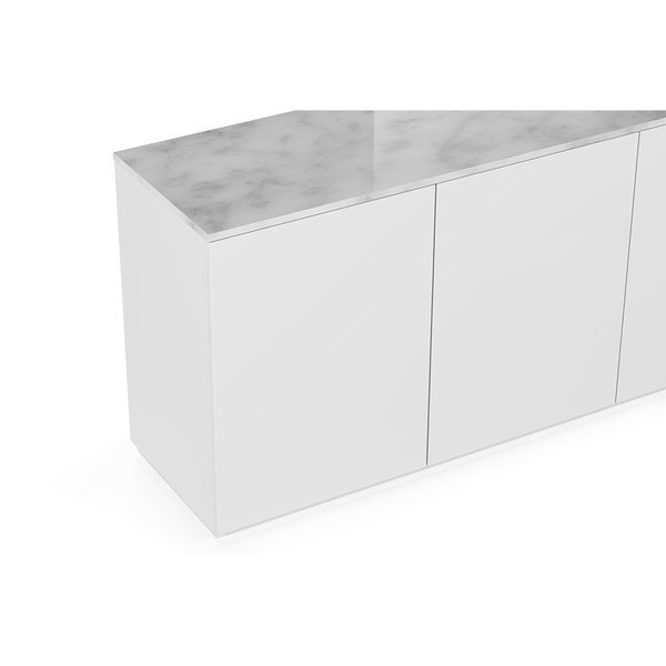 Bijela komoda s pločom u svijetlom mramornom dekoru TemaHome Join, 180 x 84 cm-image-3