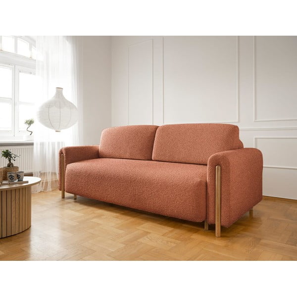Sklopiva/s prostorom za odlaganje sofa od bouclé tkanine boja terakote 244 cm Arcadova – ELTAP-image-3