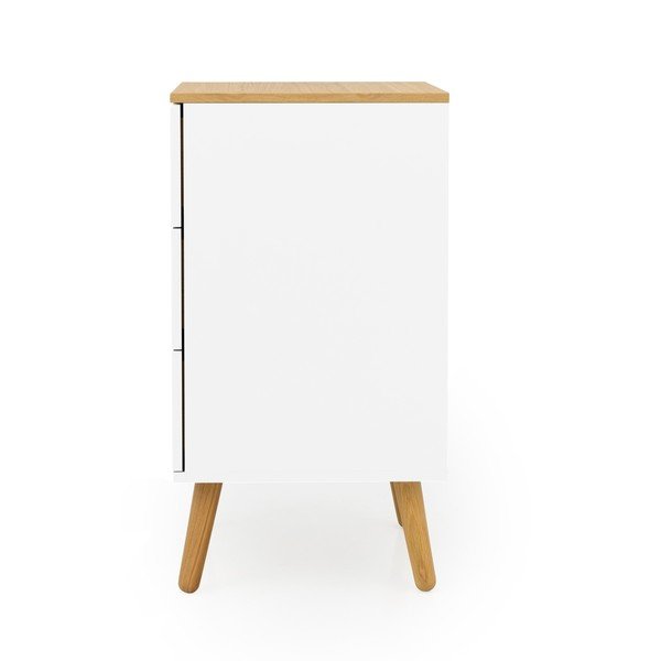Bijela komoda s nogama od hrastovog drva s 3 ladice Tenzo Dot, širina 40 cm-image-3