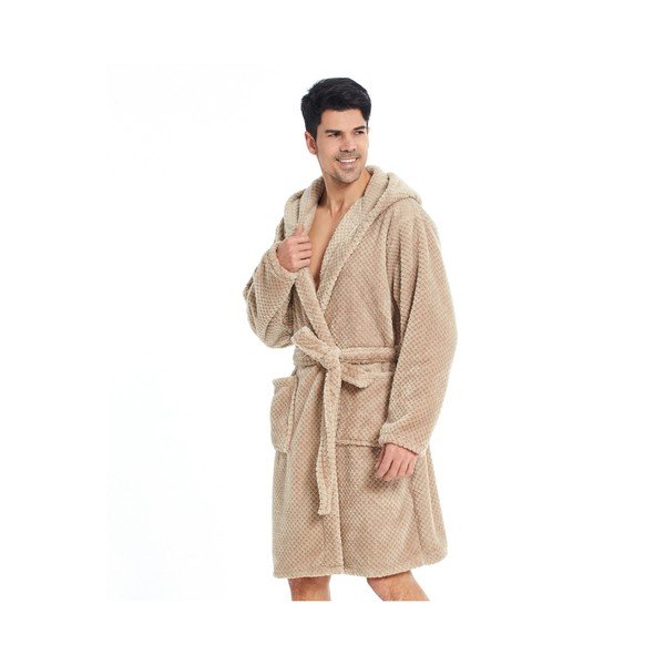 Svijetlo smeđi unisex kućni ogrtač od DecoKing Sleepyhead mikrovlakana, veličina XXL-image-1