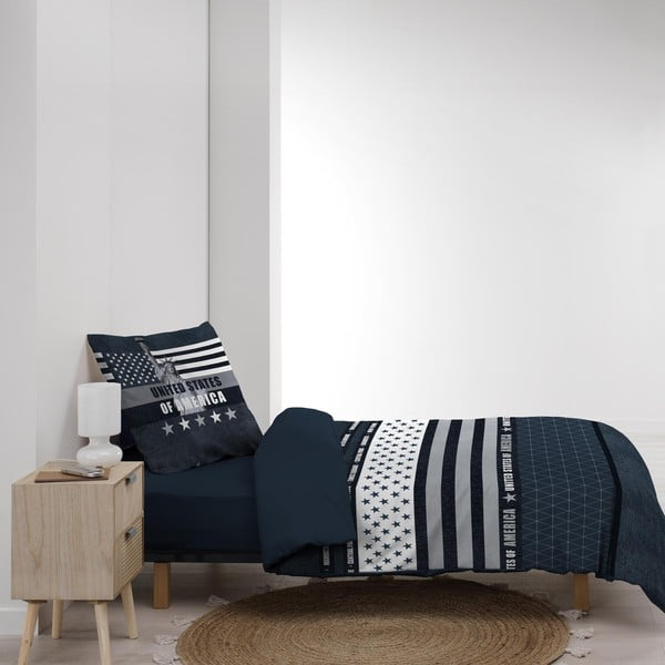 Tamno plava pamučna posteljina za krevet za jednu osobu 140x200 cm States – douceur d'intérieur-image-3