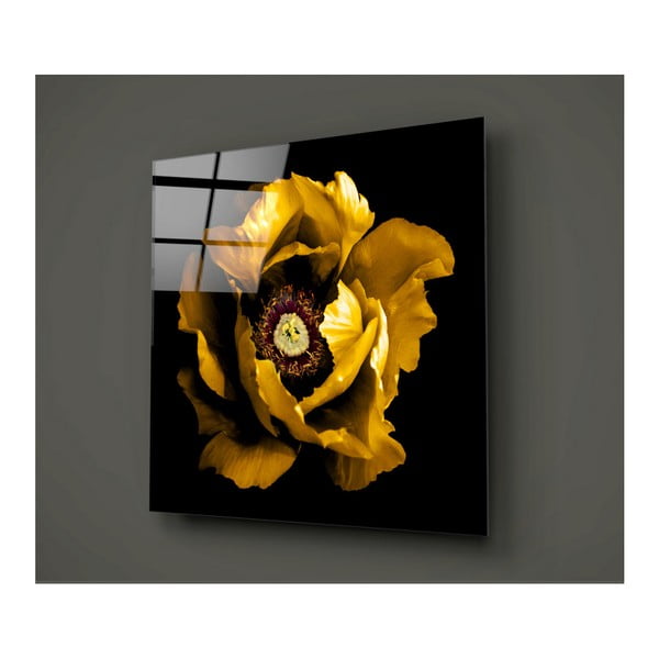 Slika od crno-žutog stakla Insigne Calipsa Amarillo, 30 x 30 cm