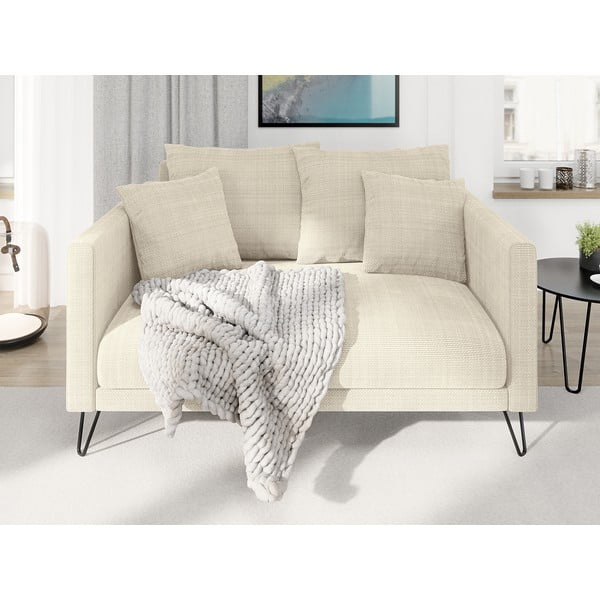 Krem sofa od šenila 140 cm Freya – Ropez-image-1