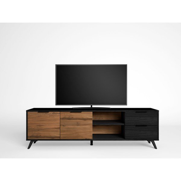Crni/natur TV stol u dekoru oraha 181x53 cm Noe - Marckeric-image-3