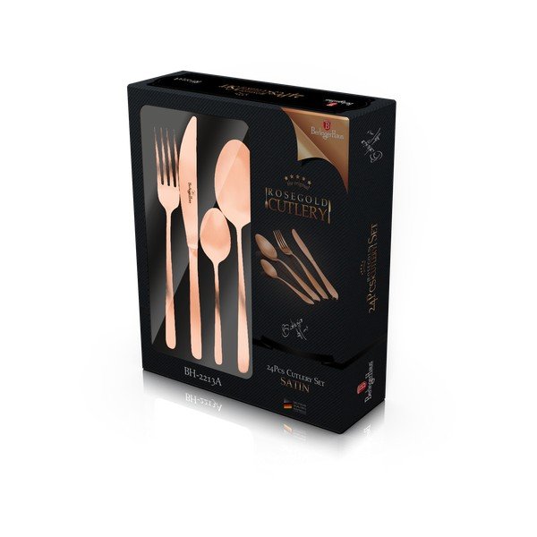 Pribor za jelo od nehrđajućeg čelika 24 kom Rosegold Metallic Line - BerlingerHaus-image-3