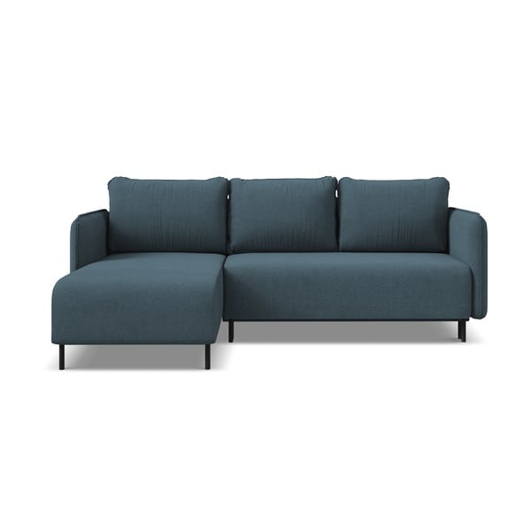 Plava sklopiva/s prostorom za odlaganje kutna garnitura (s lijevim kutom) Luana – Makamii