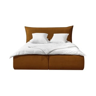 Bračni krevet presvučen oker žutim samtom s prostorom za pohranu s podnicom 160x200 cm Jade - Bobochic Paris