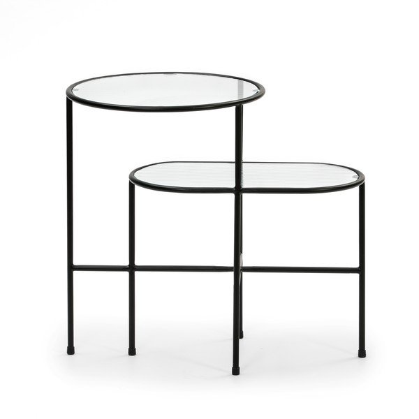 Crni pomoćni stolić sa staklenom pločom Teulat Nix-image-2