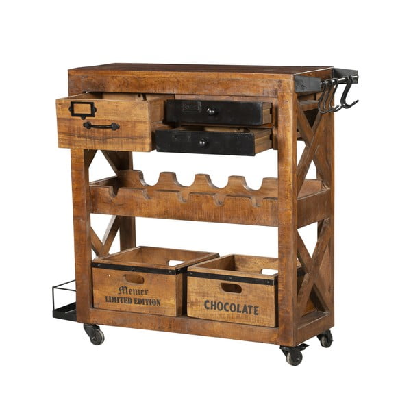 Vitrina za vino od masivnog manga u prirodnoj boji broj boca 5 kom, 100x92x30 cm Ravi – Interia Home & Living-image-2