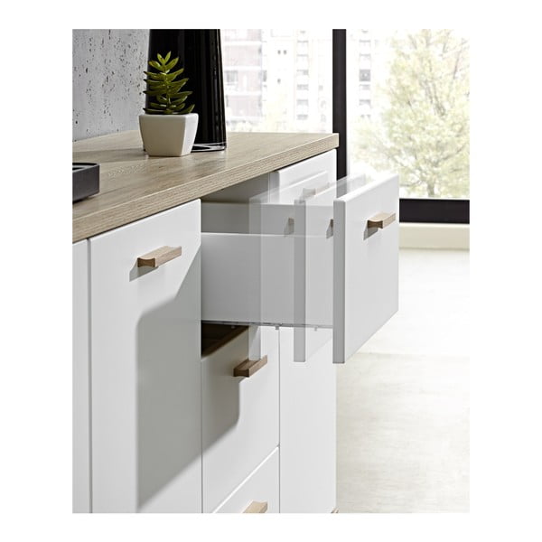 Bijela komoda s troja vrata s ladicama Germania Oslo-image-2