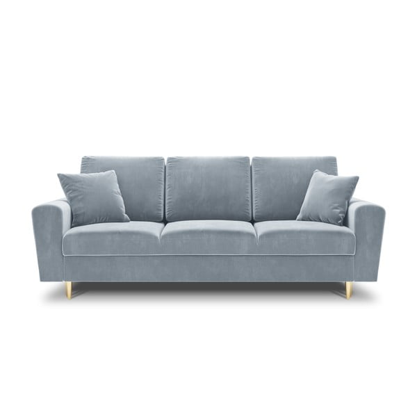 Svijetlo plava baršunasti sklopiva/s prostorom za odlaganje sofa 235 cm Kyoto – Cosmopolitan Design