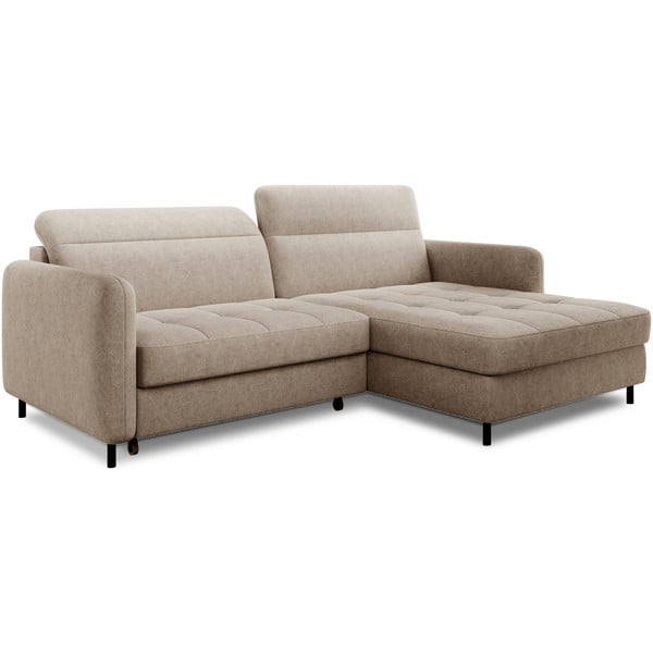 Bež sklopiva/s prostorom za odlaganje kutna garnitura od šenila (s desnim kutom/s ležaljkom) Gomsi – ELTAP-image-2