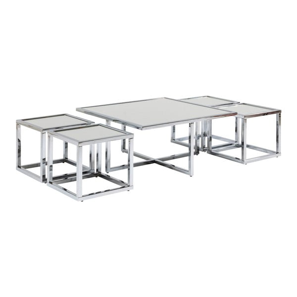 Set od 5 stolića s bazom u srebrnoj boji Kare Design Quad