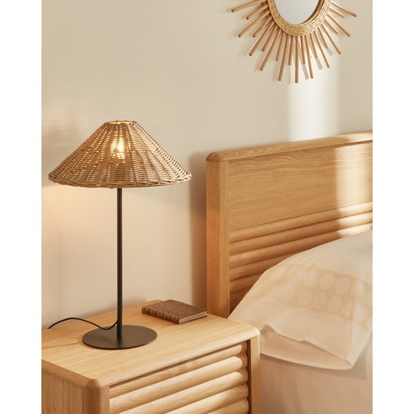 Crna/u prirodnoj boji stolna lampa sa sjenilom od ratana (visina 50 cm) Urania – Kave Home-image-1