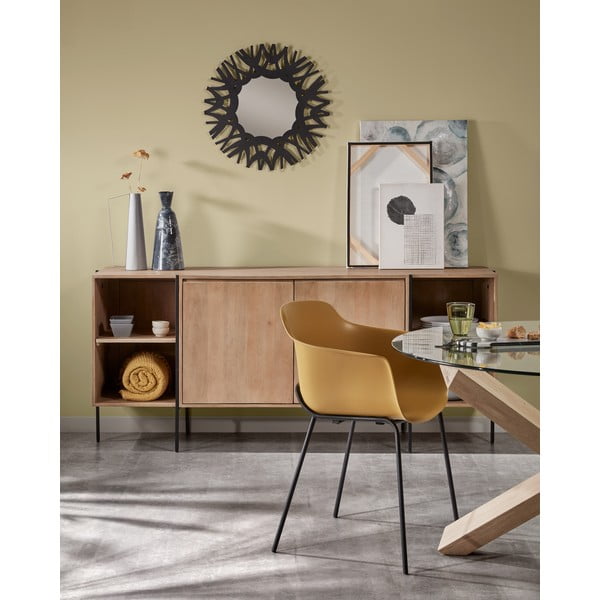 Blagovaonski stol od drveta hrasta sa staklenom pločom Kave Home Nori, ø 120 cm-image-2