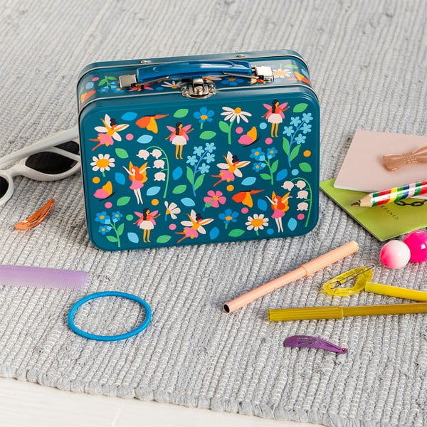 Tamno plavi metalni dječji kofer 19x8x17 cm Fairies in the Garden – Rex London-image-1