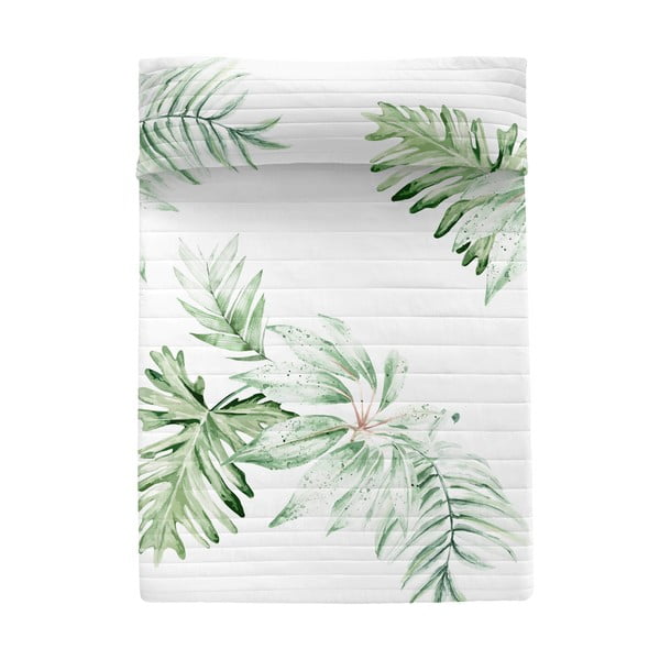 Bijeli/zeleni pamučni prošiveni prekrivač 180x260 cm Delicate – Happy Friday