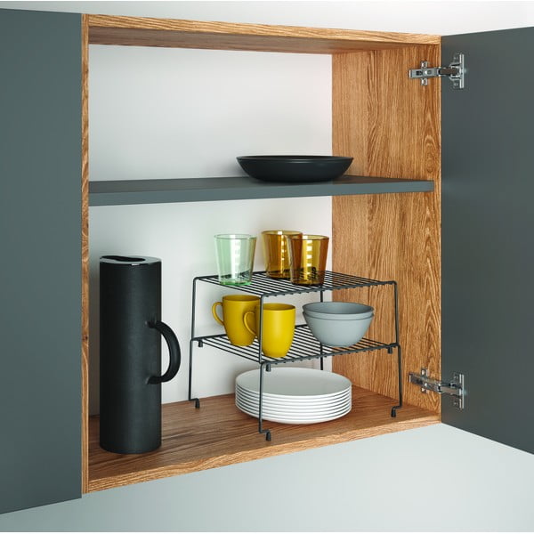 Set od 2 crne dodatne police za kuhinju Metaltex Brooklyn Lava-image-1