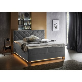 Sivi boxspring krevet s prostorom za pohranu 180x200 cm Messina – Meise Möbel
