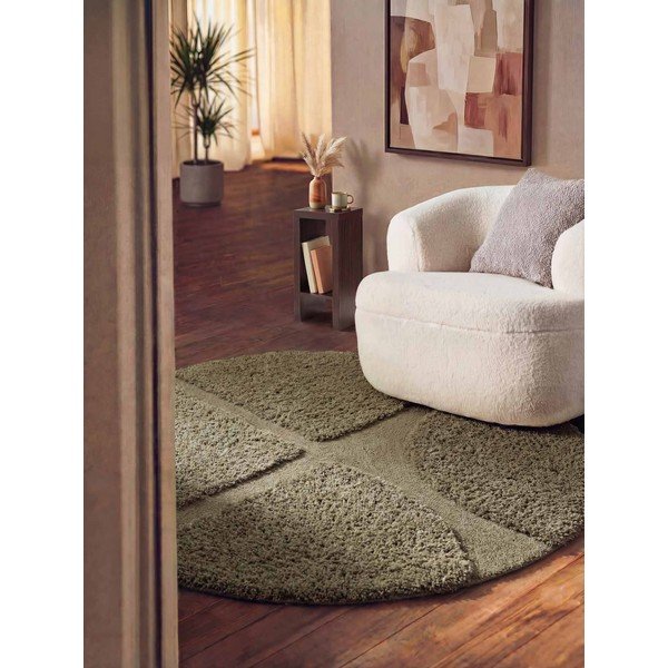 Kaki zeleni ručno rađen okrugao tepih ø 160 cm Lambeth Jasper – Ted Baker-image-1