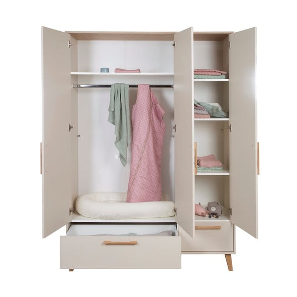 Krem/u prirodnoj boji dječja garderoba u dekoru hrasta 138x200x55 cm Jil – Roba-image-3