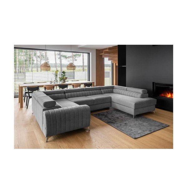 Tamno siva sklopiva/s prostorom za odlaganje kutna garnitura (s desnim kutom/u obliku slova "U") Louis – ELTAP-image-1