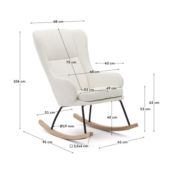 Bijela fotelja za ljuljanje od bouclé tkanine Maustin – Kave Home-image-4