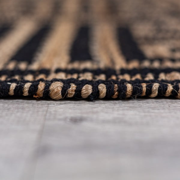 Crni/u prirodnoj boji ručno rađen tepih od mješavine jute 120x170 cm Meander Jute – Flair Rugs-image-4