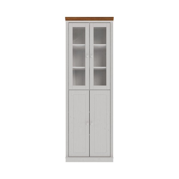 Bijela/jantarna vitrina od masivnog bora 74x223x37 cm Anita – Støraa