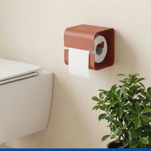 Smeđi željezan držač toaletnog papira s Turbo-loc s postavljanjem bez bušenja Lizan – Wenko-image-1