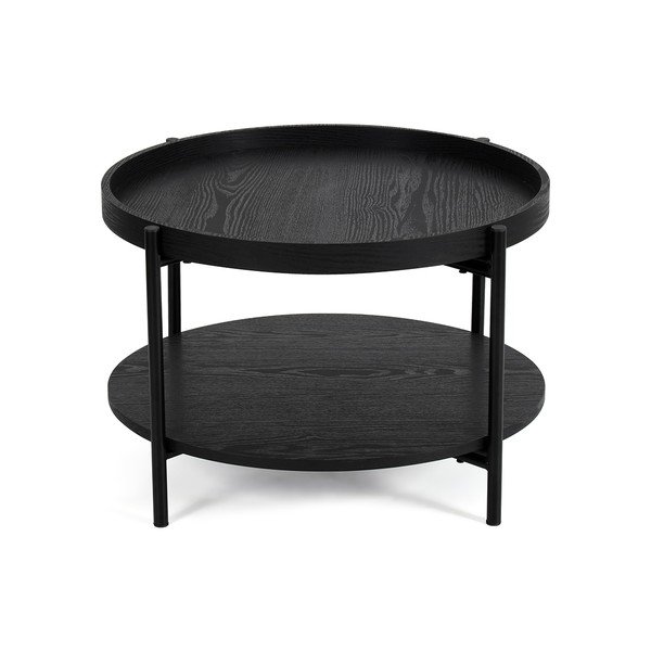 Crni okrugao stolić za kavu u dekoru hrasta ø 64 cm Hagen – Bonami Essentials-image-2