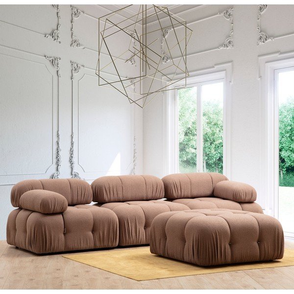 Smeđi tabure od bouclé tkanine Bubble – Artie-image-2