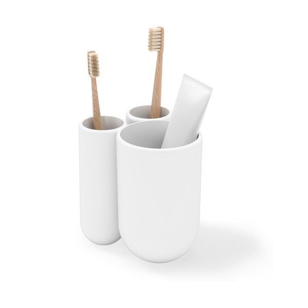 Bijela plastična čaša za četkice za zube Touch - Umbra