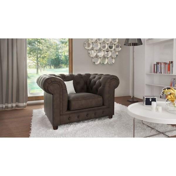 Fotelja od tamno smeđeg baršuna Cambridge - Ropez-image-1