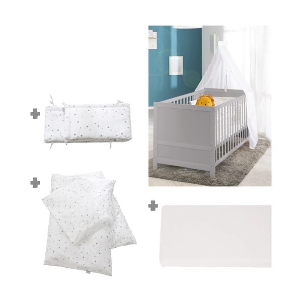 Svijetlo sivi dječji krevet s baldihanom 70x140 cm Sternenzauber – Roba-image-3