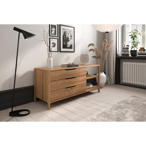 Niska komoda od punog hrasta u prirodnoj boji 140x64 cm Twig – The Beds-image-3