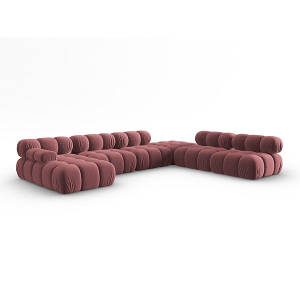 Ružičasta baršunasta sofa 379 cm Bellis – Micadoni Home-image-3