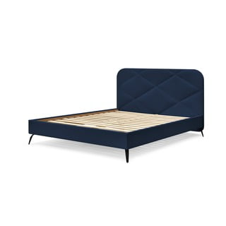 Tamno plavi tapecirani bračni krevet s podnicom 140x190 cm Prune – Bobochic Paris