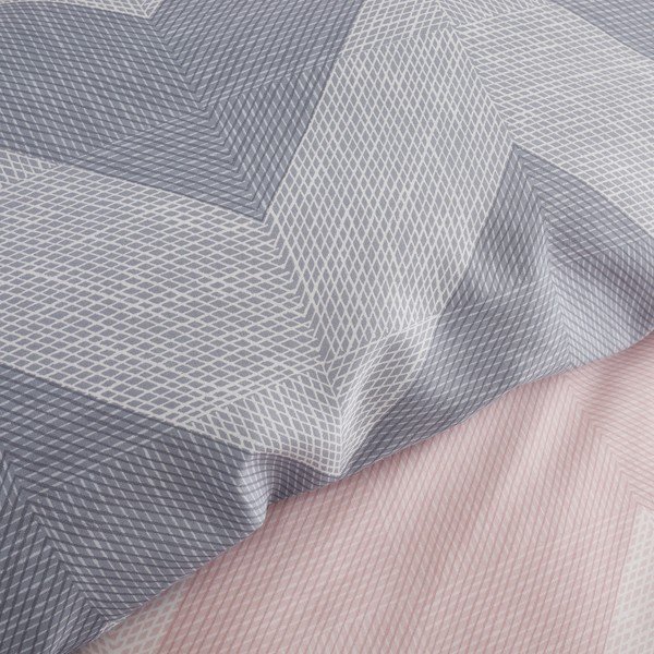 Rozo-siva posteljina 200x135 cm Chevron Geo - Catherine Lansfield-image-3