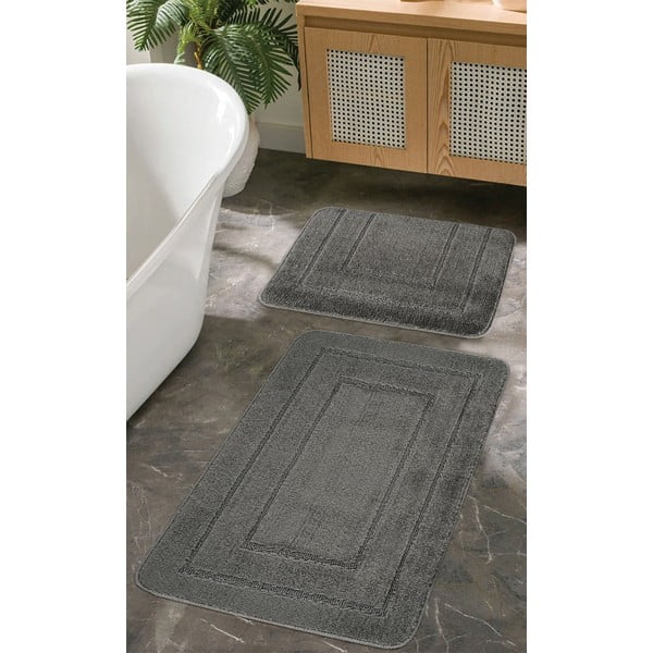 Antracitno sive kupaonske prostirke u setu 2 kom 50x80 cm Cerceve – Foutastic-image-1