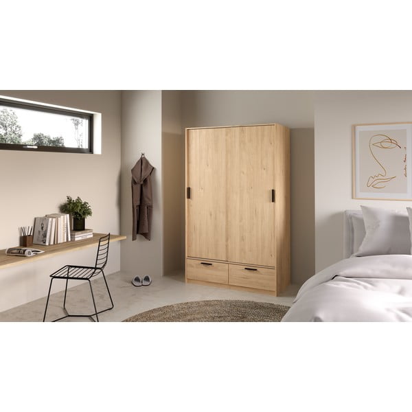 Ormar u dekoru hrasta s kliznim vratima u prirodnoj boji 121x200 cm Line – Tvilum-image-1