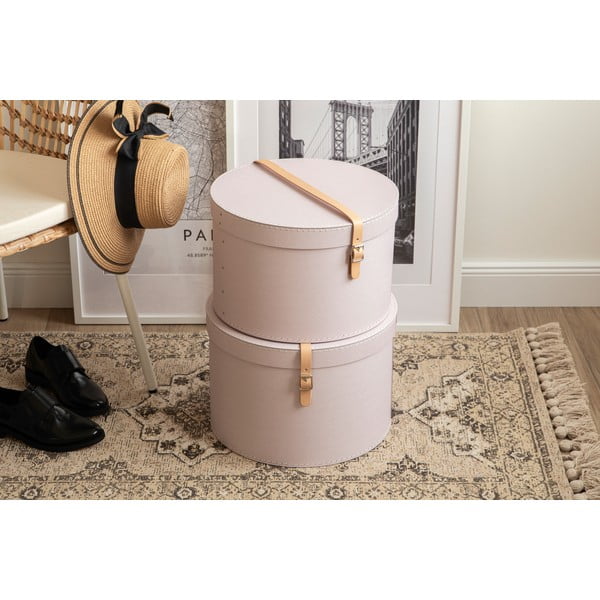 Svijetlo ružičaste kartonske kutije za pohranu u setu  2 kom s poklopcem ø 37,5x25 cm Rut Restore Paper Laminate – Bigso-image-1